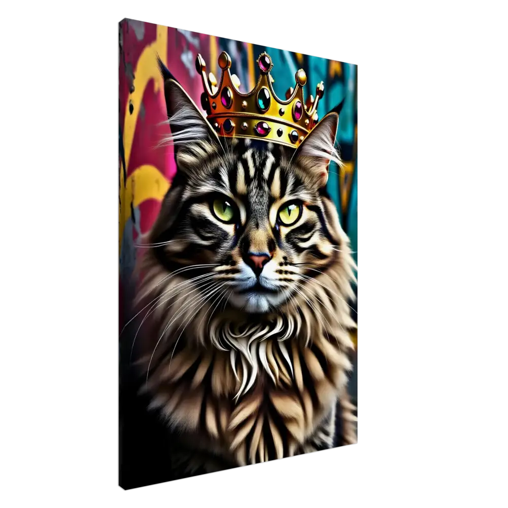 Regal Cat with a Jeweled Crown from Canvas Crown Meowjesty PixiOnyx Graffiti Art