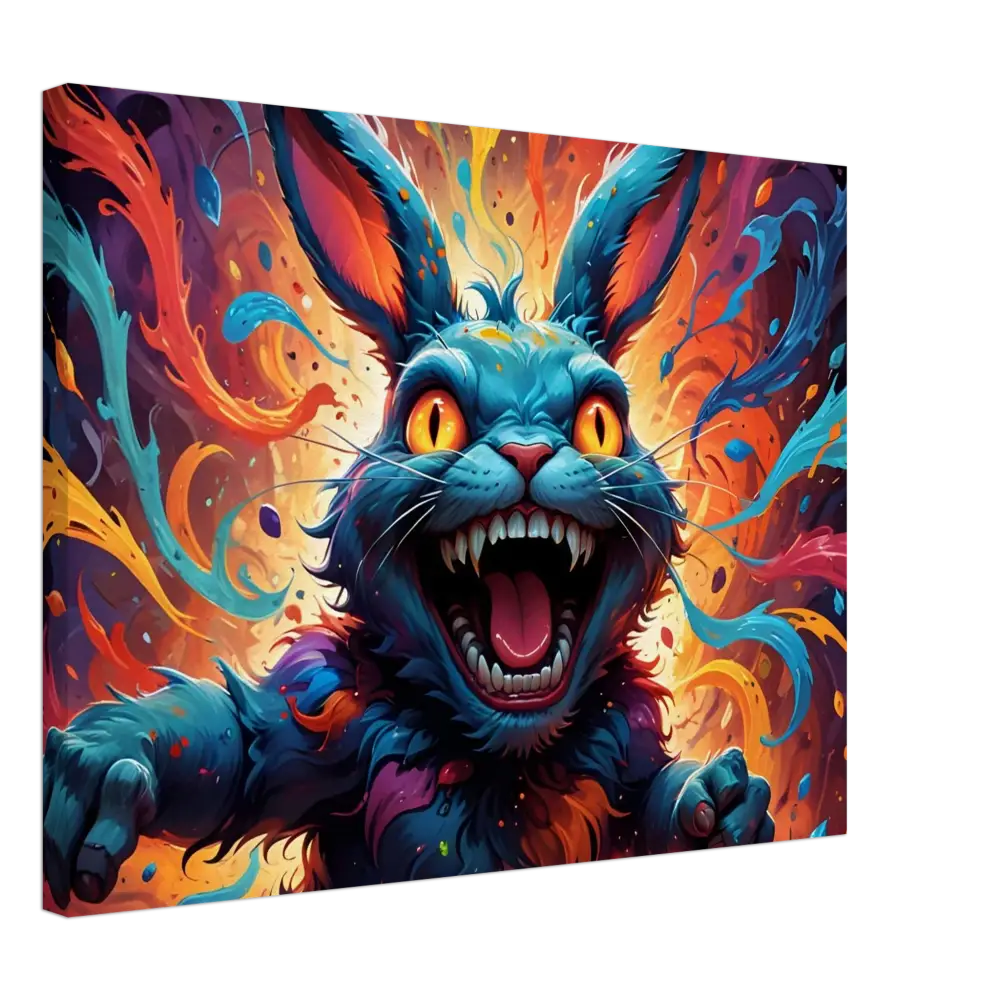 Colorful cartoonish fearsome rabbit from Canvas – Inferno Giggle Psyco Cottontail Quartet