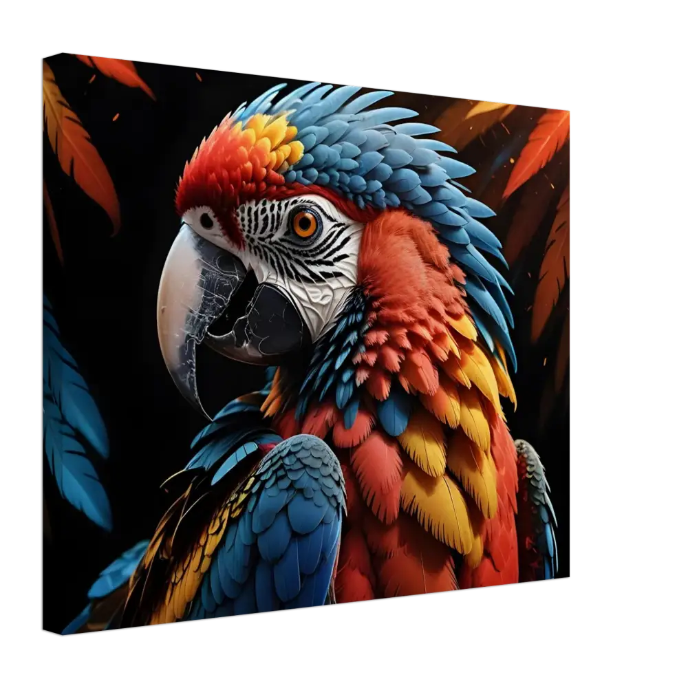 Colorful parrot with detailed plumage on Canvas Macaw Ascendant PixiOnyx Nature Majesty Display