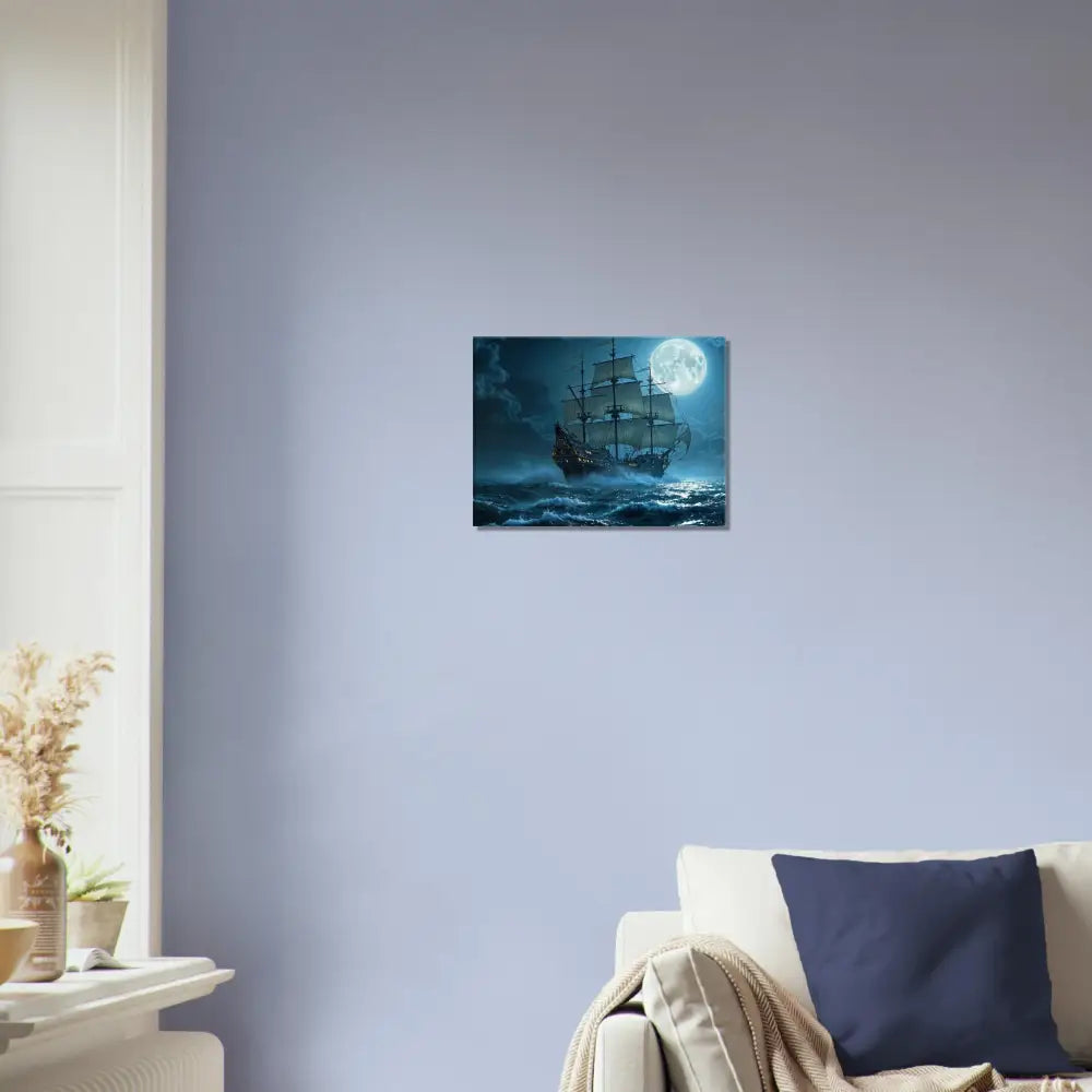 Framed ship painting from Canvas Moonlit Majesty PixiOnyx Cinematic Seascape