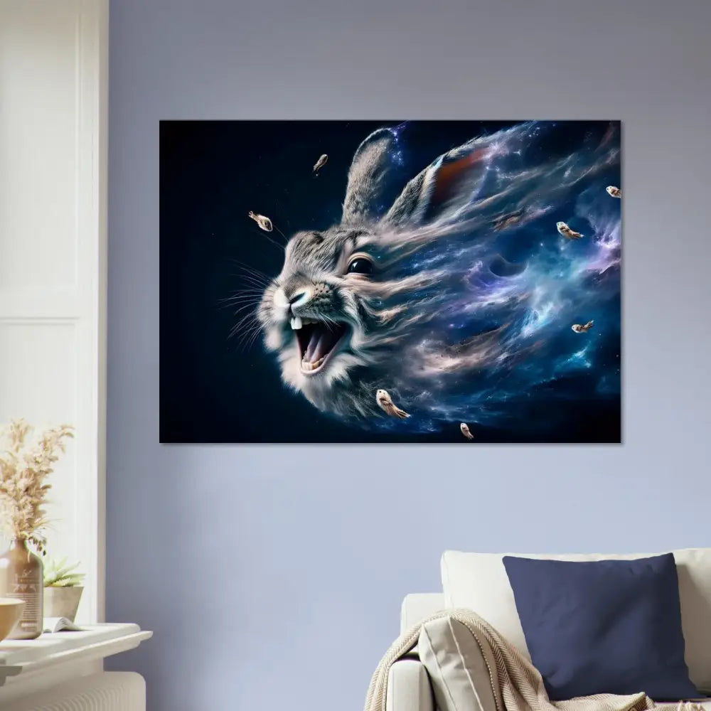 Rabbit head with cosmic energy from PixiOnyx Deep Space Texture Series Canvas Nebula Howl