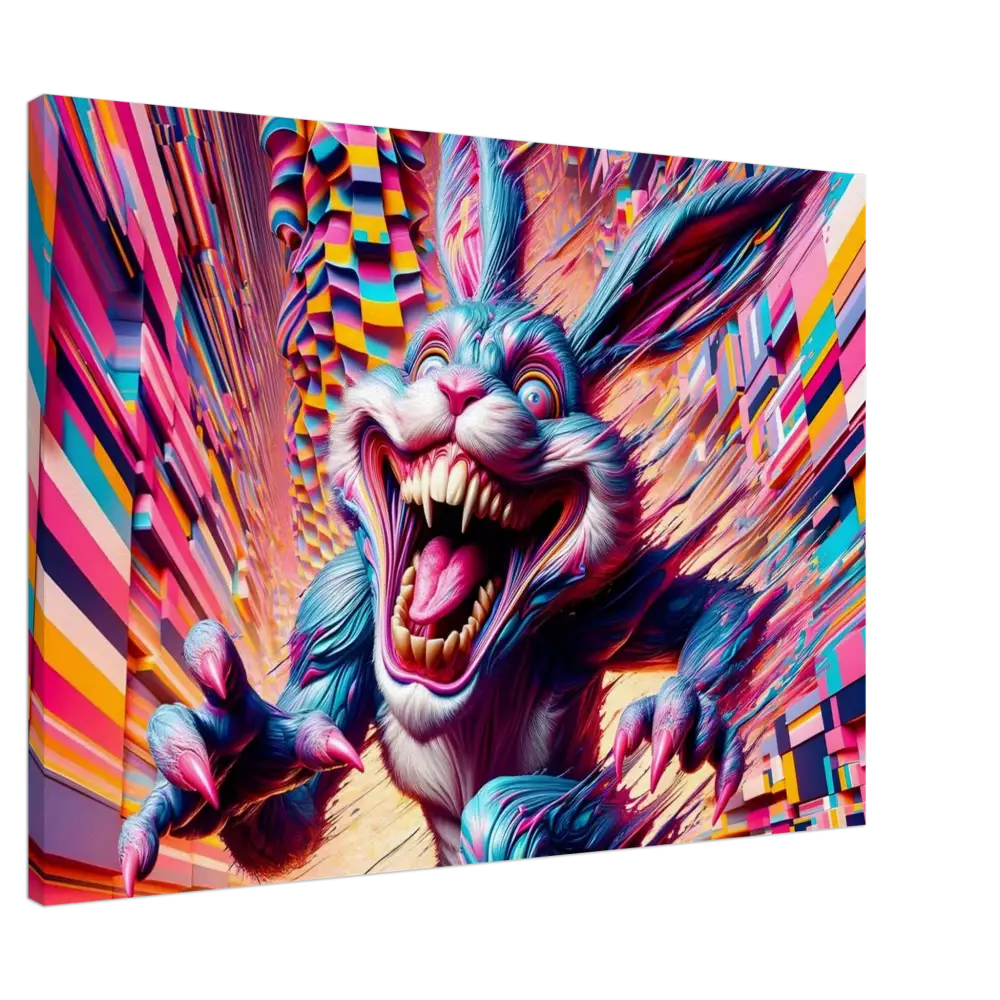 Psychedelic menacing rabbit canvas art from PixiOnyx Distortion Texture Series