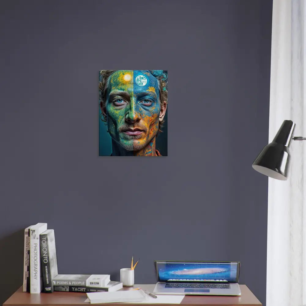 Artistic portrait poster on Psychedelic Duality Wall Canvas for vibrant home decor