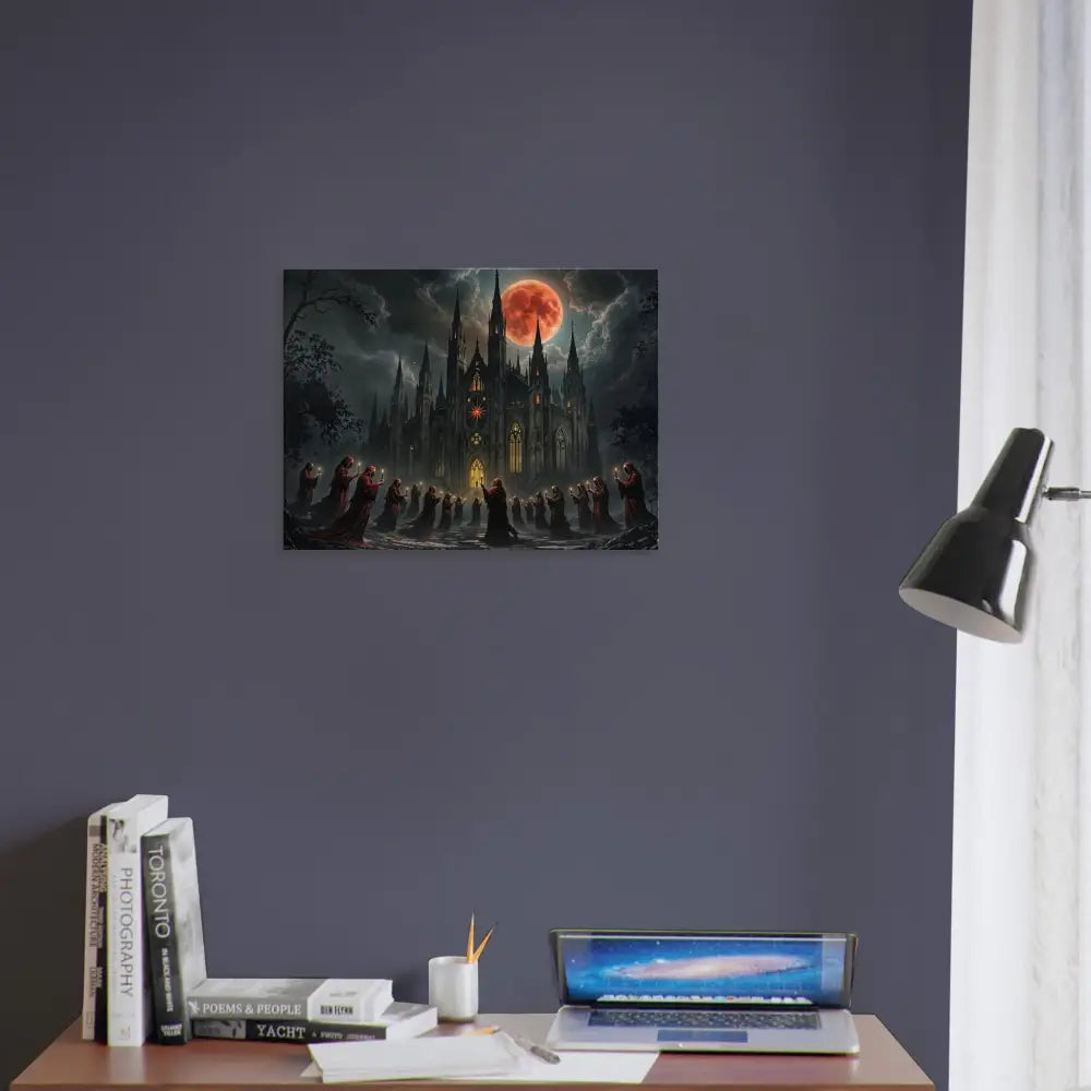 Gothic castle under a blood moon in Canvas The Crimson Liturgy PixiOnyx Ritual Dreamscape Edition