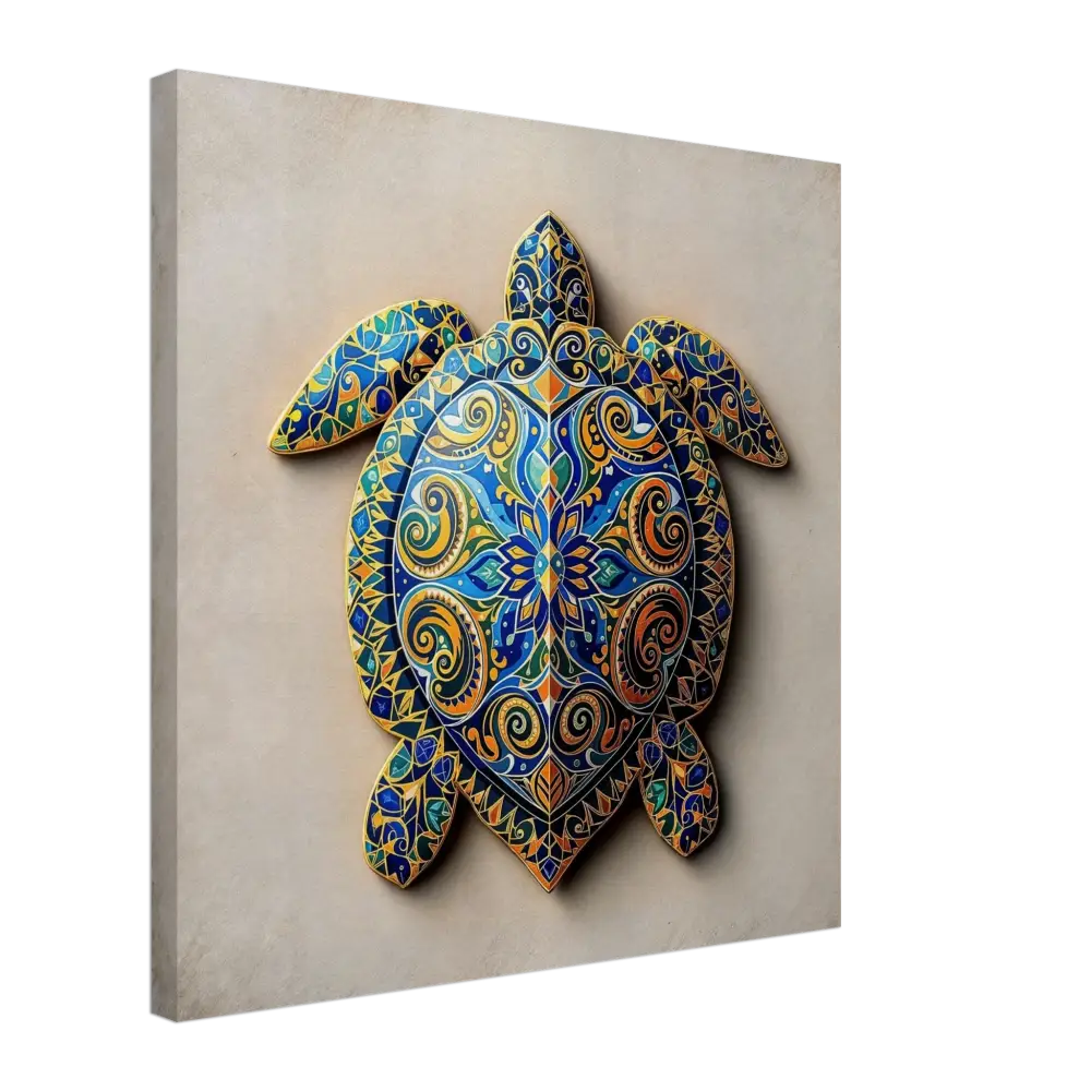 Ornate turtle wall art displayed on Canvas Turtle Sigil Shell of Patterns PixiOnyx