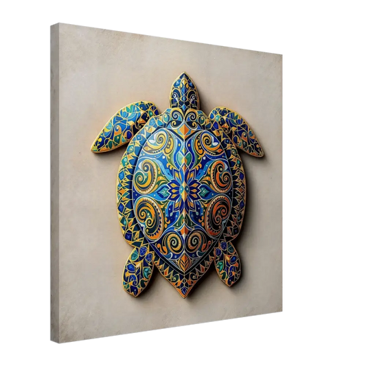 Colorful ornate turtle wall art on Canvas Turtle Sigil Shell of Patterns PixiOnyx