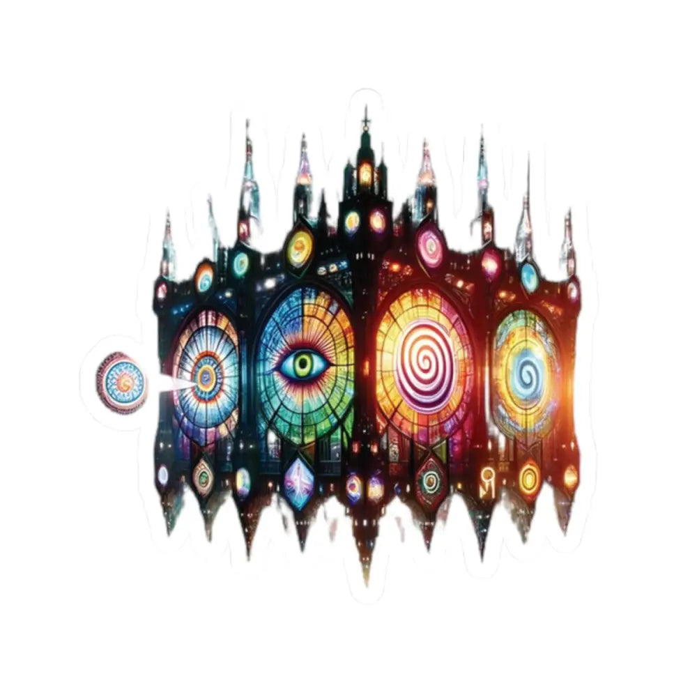 Colorful psychedelic cathedral artistic decal for Cathedral of Light Cosmic Vision Kiss-Cut Sticker