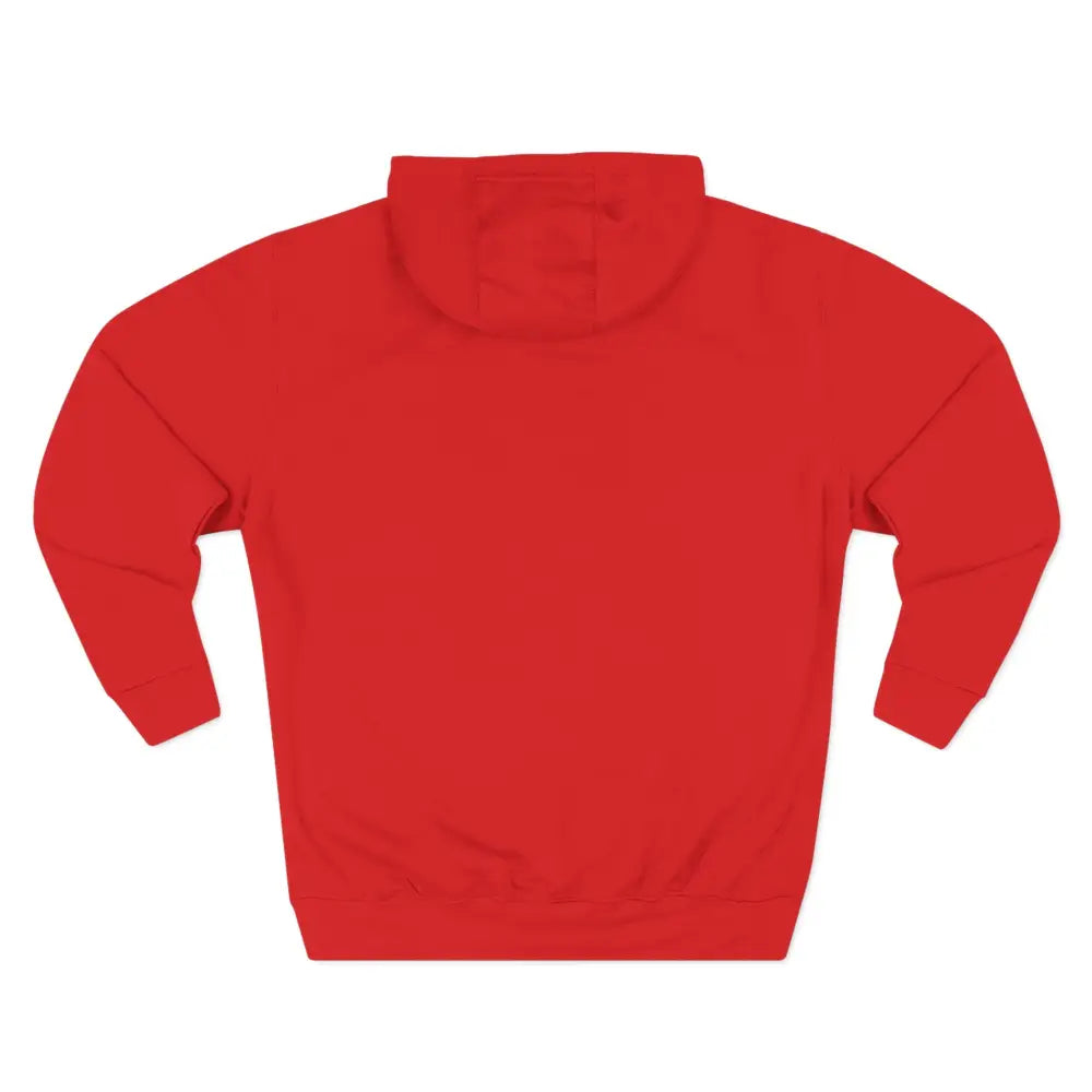 Red hooded sweatshirt with long sleeves from Celestial Harmony Unisex Hoodie featuring cozy fleece and spacious kangaroo pocket
