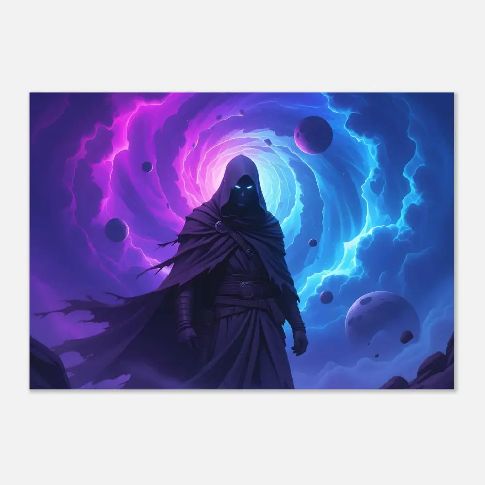 Hooded figure amidst cosmic swirl in Voidwalkers Gate PixiOnyx Fine Art Print