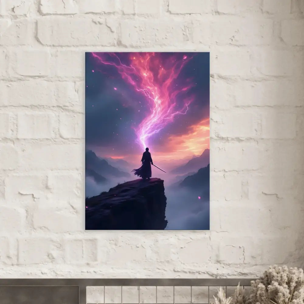 Fantasy warrior art print on Cosmic Cliff Canvas by PixiOnyx Fantasy Wall Display