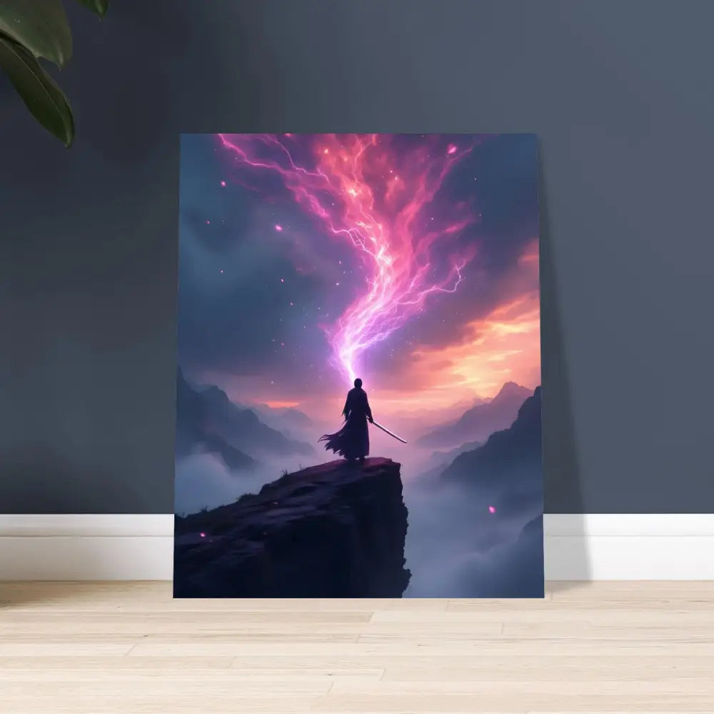 Fantasy art print titled Cosmic Cliff Poster showcasing a mystical cosmic landscape