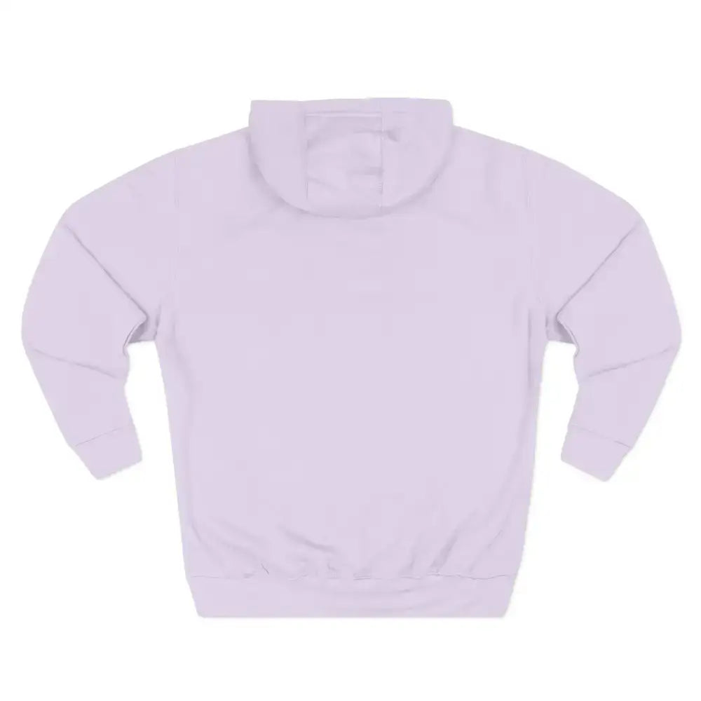 Light purple unisex hoodie with adjustable hood, fleece material, ideal for travel and casual wear
