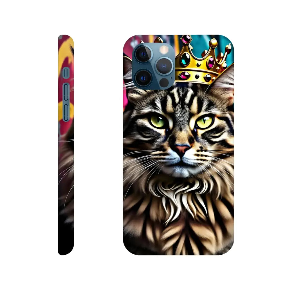 Cat-themed phone case for iPhone from PixiOnyx Crown Meowjesty collection