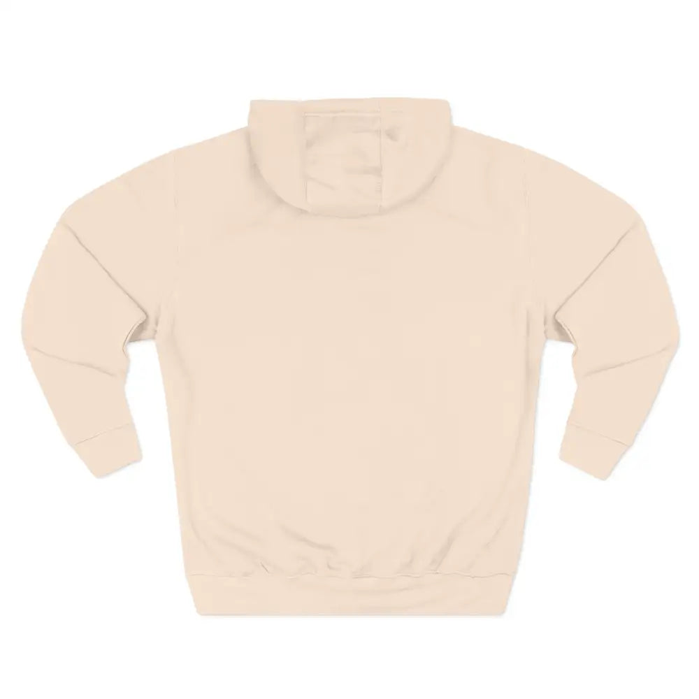 Light beige oversized fleece hoodie with hood and long sleeves, perfect for music lovers