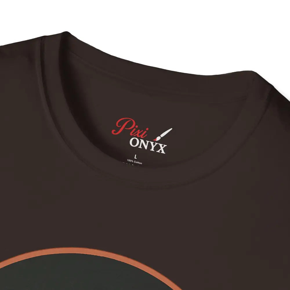 Dark brown crew neck T-shirt for cat lovers with printed label made from ring-spun cotton