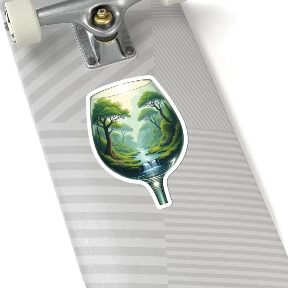 Wine glass sticker featuring a forest scene for EcoStemmed Serenity PixiOnyx art