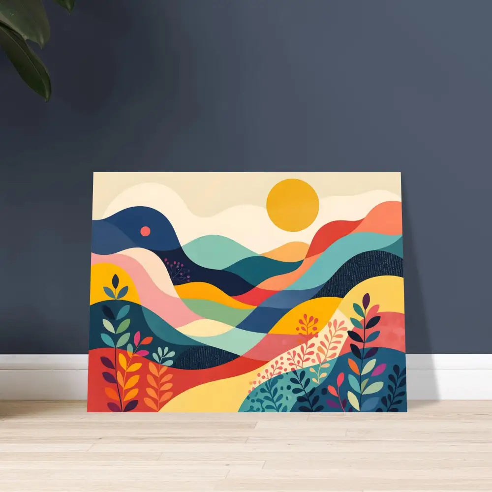Colorful abstract landscape painting displayed on PixiOnyx Dreamscape Fine Art Poster