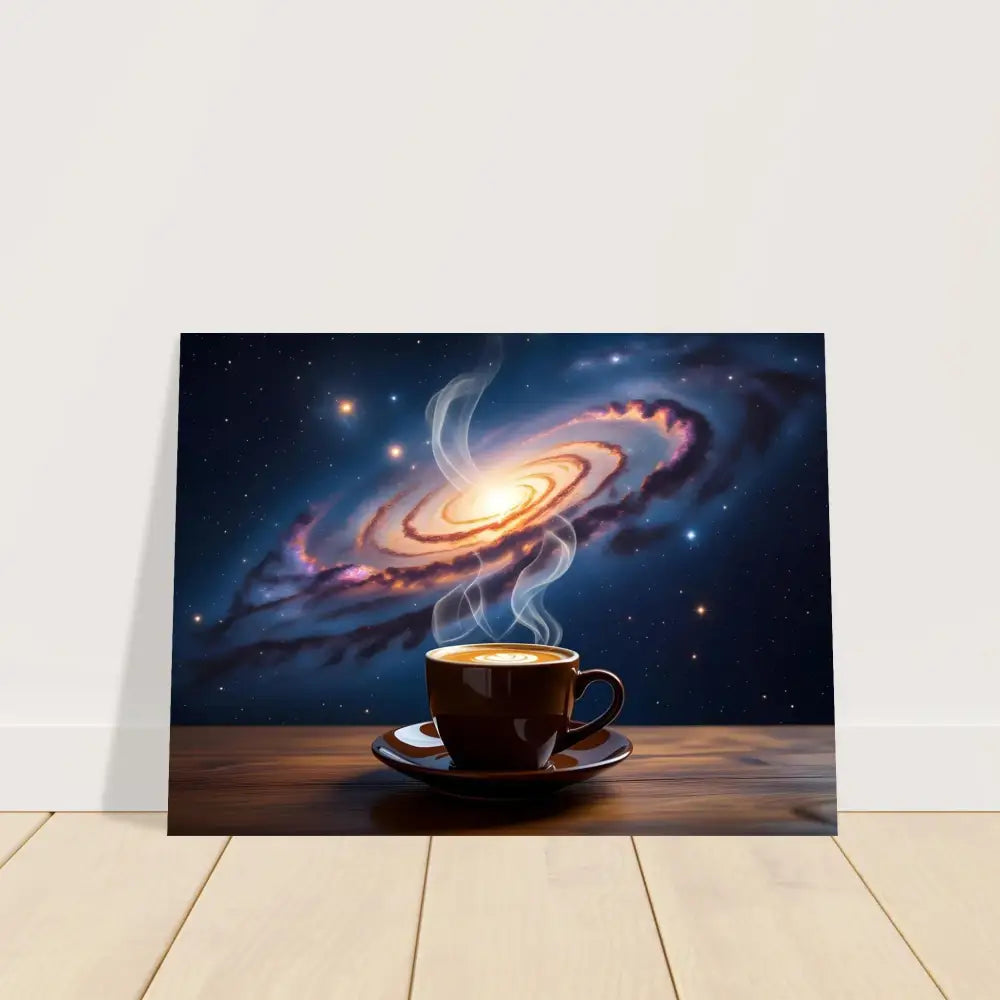 Coffee cup galaxy canvas art from PixiOnyx Celestial Collection for cosmic wall decor