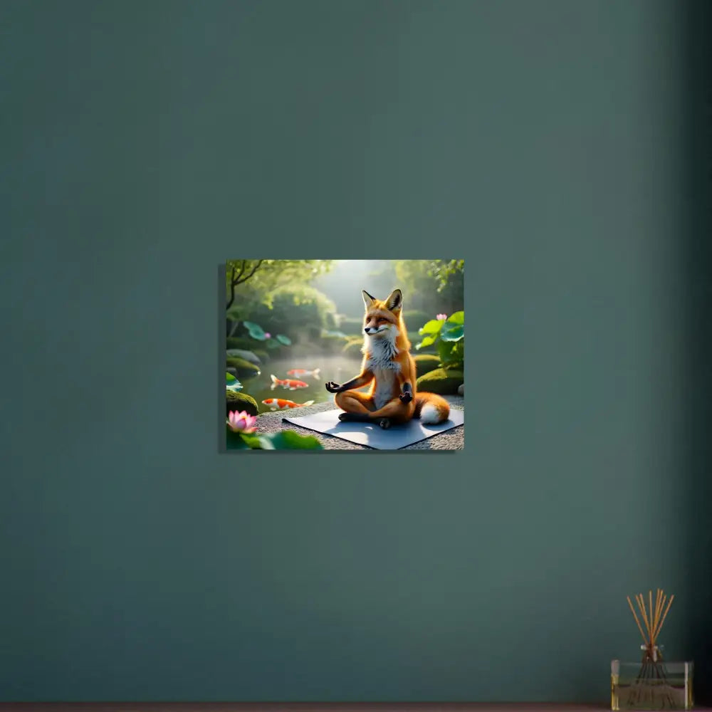 Zen fox art print displayed in Fine Art Poster Foxasana PixiOnyx Zen Reverie Print
