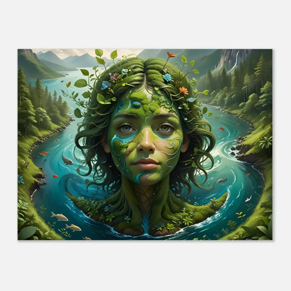 Portrait of a Nature Goddess in a Green Goddess Fine Art Poster by PixiOnyx