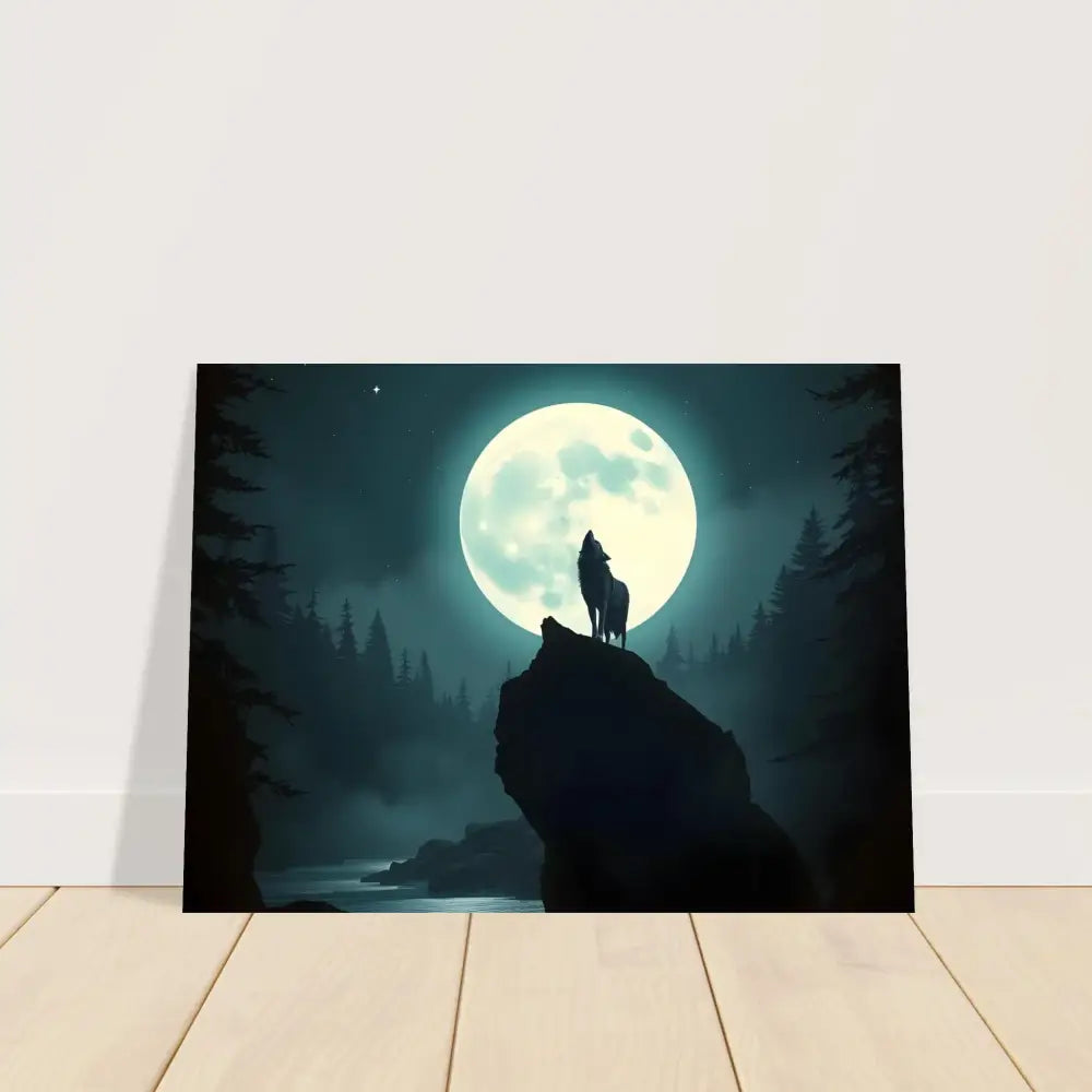 Wolf howling at the moon canvas art in Fine Art Poster – Howling at the Moon | PixiOnyx Lunar Reverie