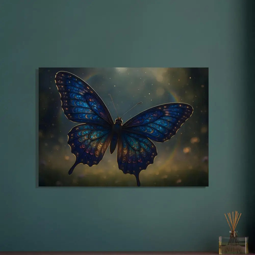 Blue butterfly wall art in Fine Art Poster Luminara Ascend by PixiOnyx Winged Elegance