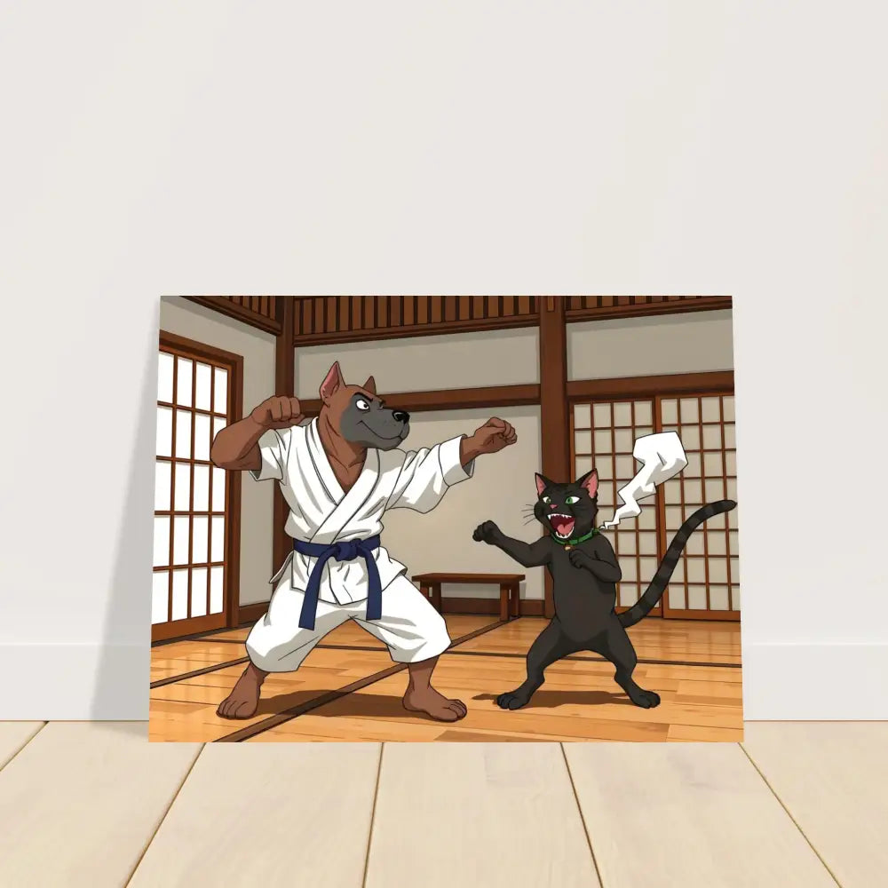 Cartoon Karate Dog and Cat from PixiOnyx Paws of Fury Martial Mayhem poster