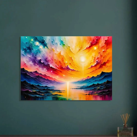Ultra-vivid abstract landscape painting of Radiant Horizon in Fine Art Poster PixiOnyx
