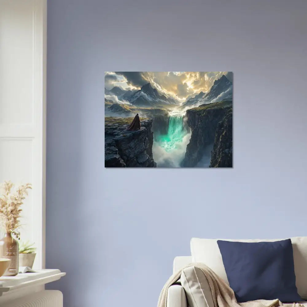 Fantasy landscape wall art poster titled The Edge of Silence by PixiOnyx Alpine Dreamscape
