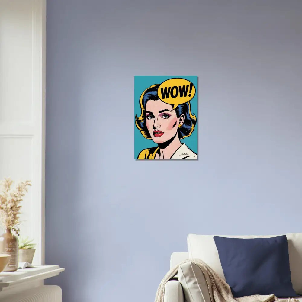 Pop art woman with WOW speech bubble on Fine Art Poster WOW Factor by PixiOnyx