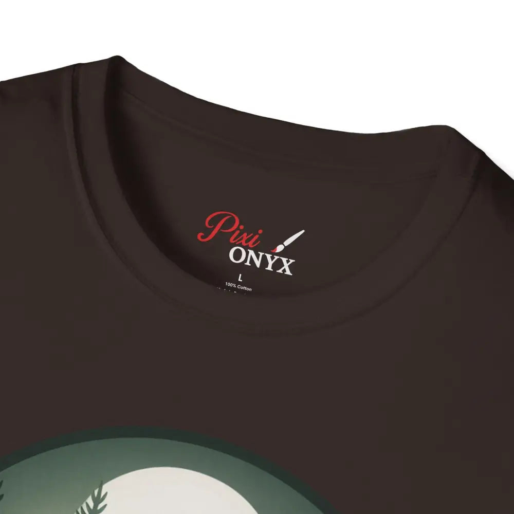 Dark brown crew-neck t-shirt from Forest Vibes stunning unisex softstyle collection with collar retains shape