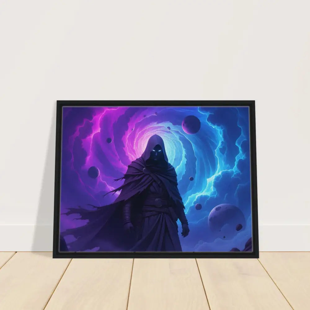 Framed cosmic figure art on PixiOnyx Wall Art titled Voidwalkers Gate