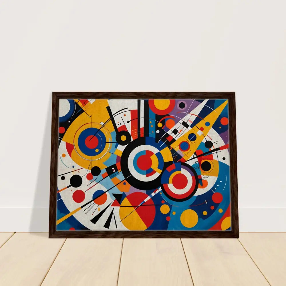 Framed abstract geometric art titled Dynamic Balance on PixiOnyx Canvas