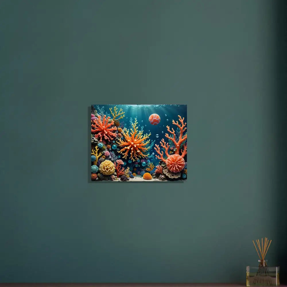 Vibrant coral reef artwork displayed in Framed Poster Coral Reverie by PixiOnyx Undersea Dreamscape