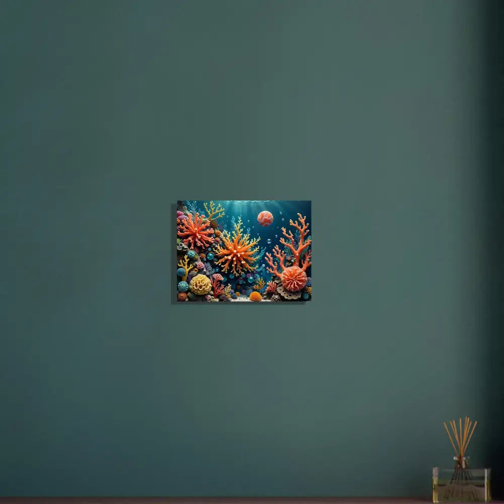 Framed Coral Reef Artwork Poster featuring vibrant undersea reef scene at PixiOnyx