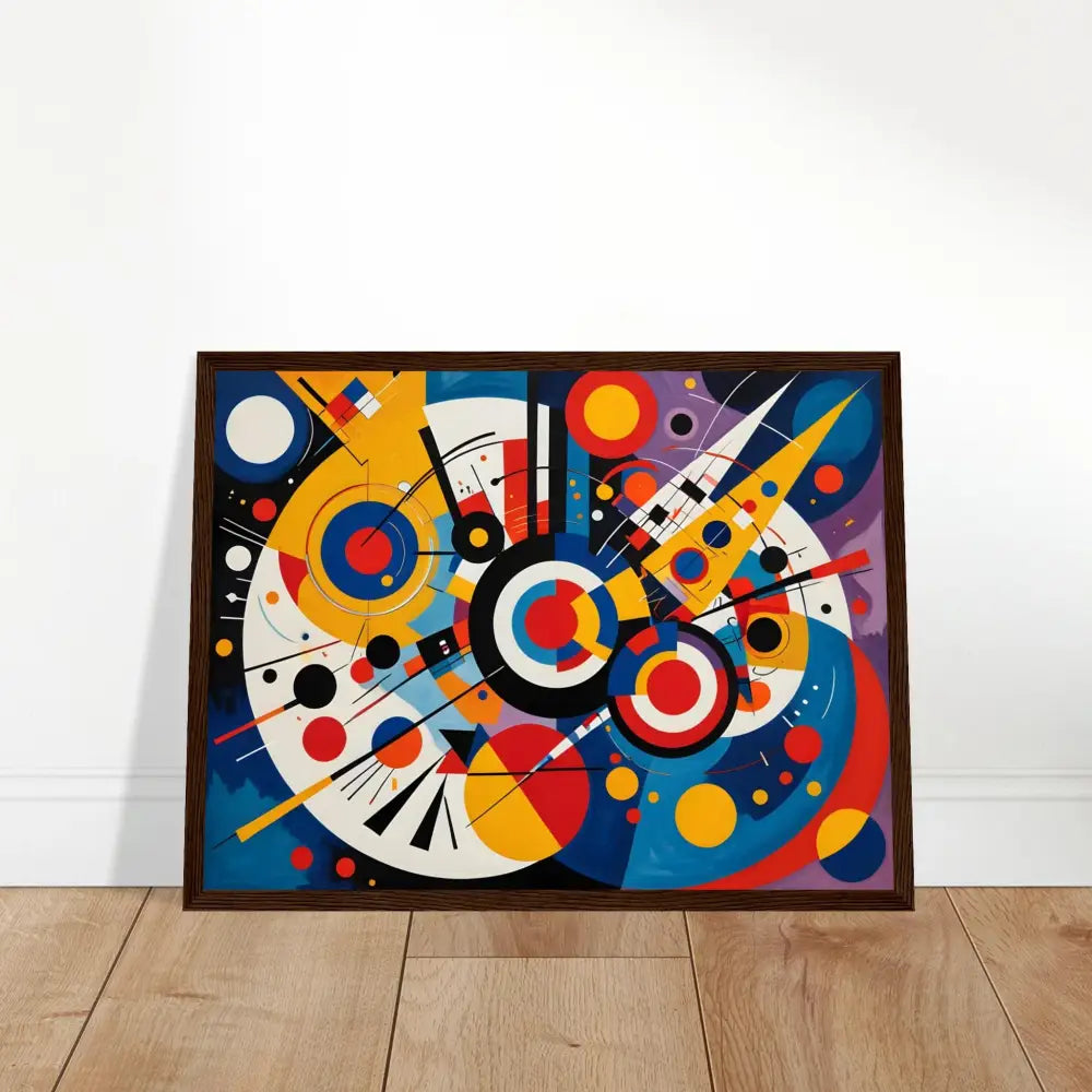 Framed abstract geometric art poster titled Dynamic Balance by PixiOnyx Abstract Geometry