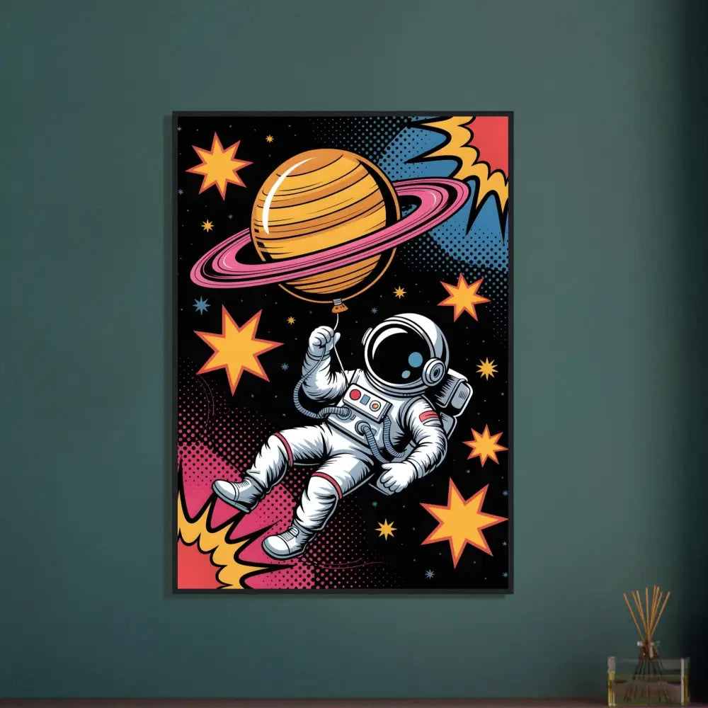 Framed astronaut poster on matte white paper with vivid clarity FSC-certified pine frame