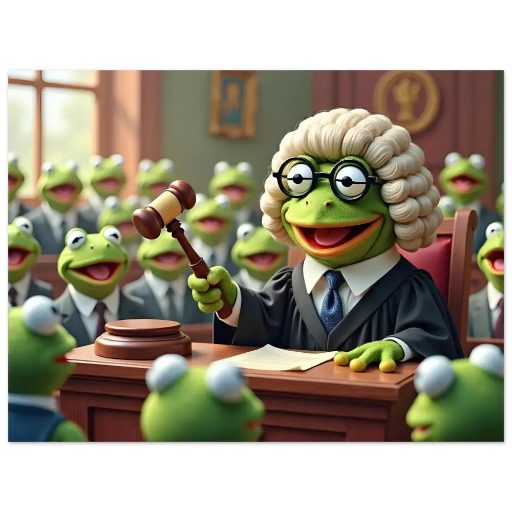 Kermit the Frog judge from Frog Court Poster by PixiOnyx Absurdist Fine Art Print
