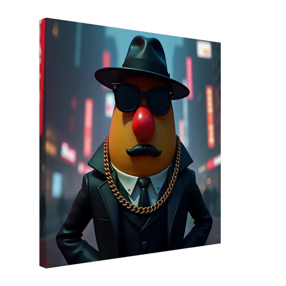 Gangster Mr Potato Head canvas print from PixiOnyx featuring a cool gangster design