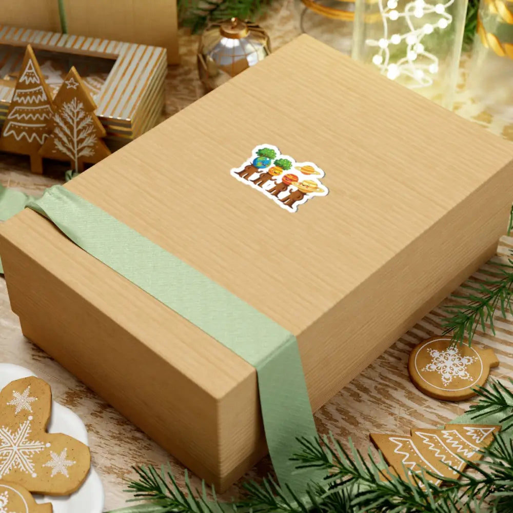 Gift box with a sticker from the Kiss-Cut Sticker Cosmic Tree Friends PixiOnyx Planetfolk Series