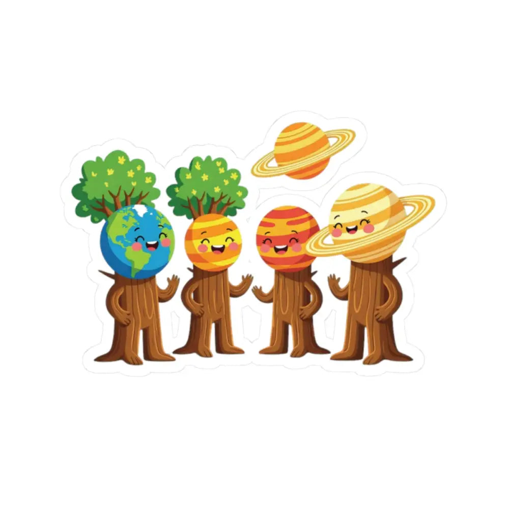 Cartoon planet characters with tree trunks from Kiss-Cut Sticker Cosmic Tree Friends PixiOnyx