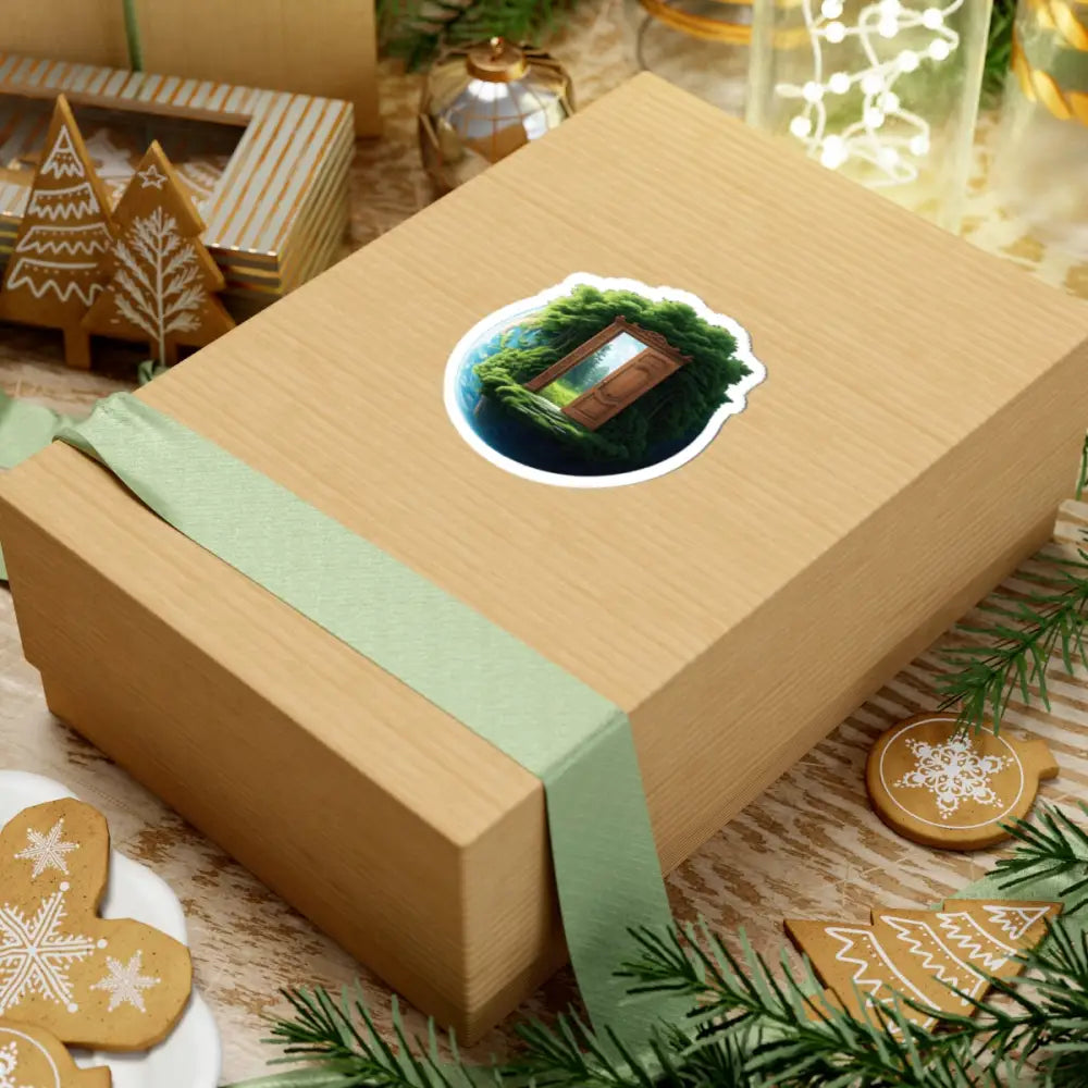 Gift box with a sticker from Kiss-Cut Sticker Door to Earth PixiOnyx Surreal Gateway Series
