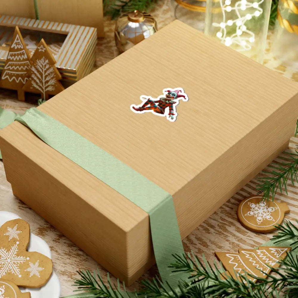 Wrapped gift box from Kiss-Cut Sticker Whimsical Clown PixiOnyx Circus Series