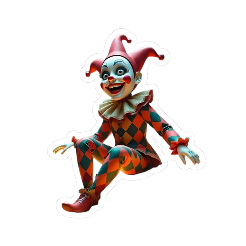 Creepy Harlequin Doll from PixiOnyx Absurdist Circus Kiss-Cut Sticker series