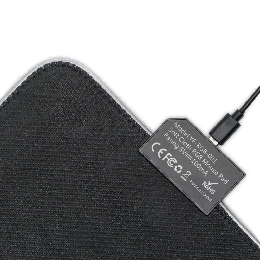 Black RGB gaming mouse pad with USB-C cable showcasing Hillside Harmony by Honson Ventures Limited
