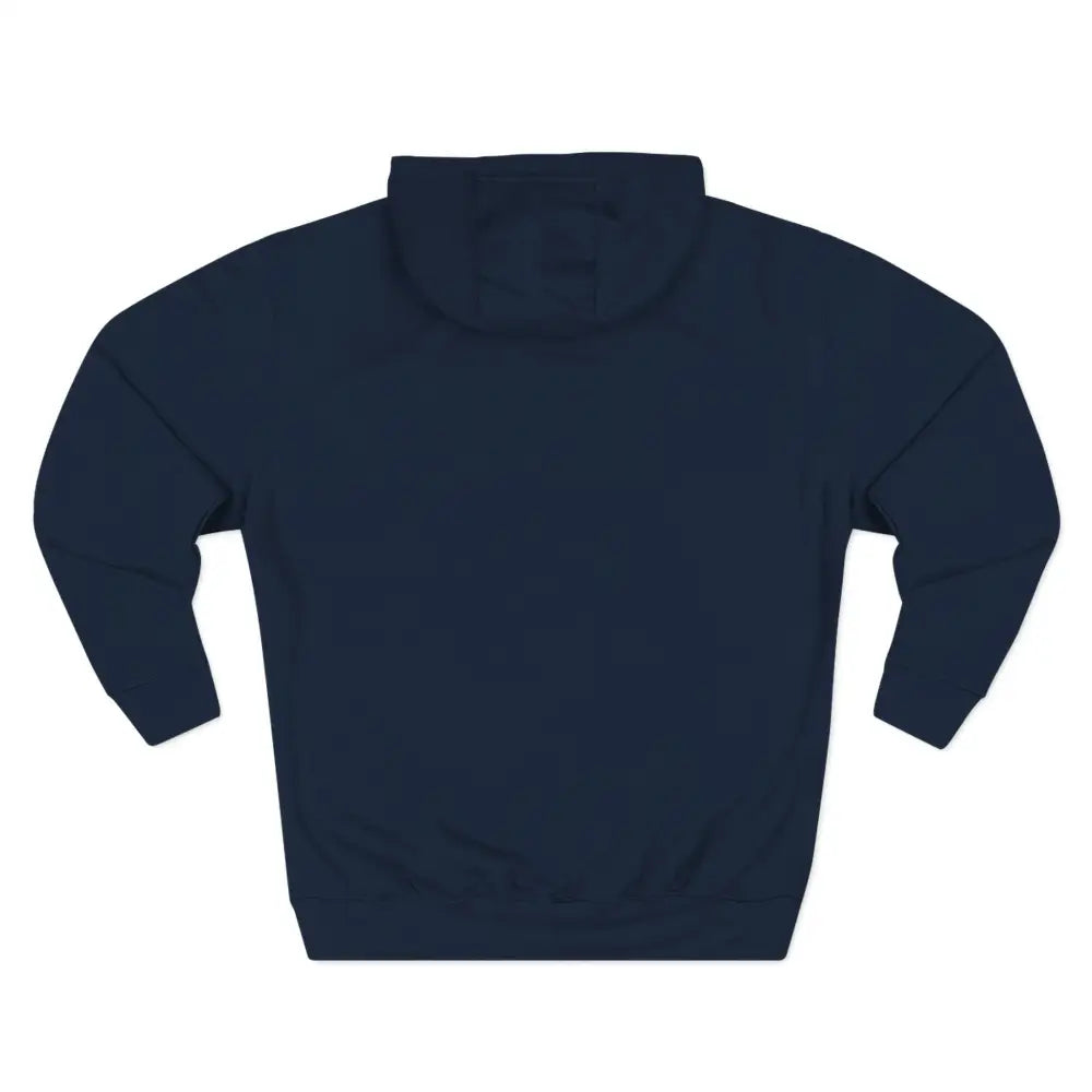 Plain navy blue Lotus Blossom Fleece Unisex Hoodie with spacious kangaroo pocket and twill tape neck