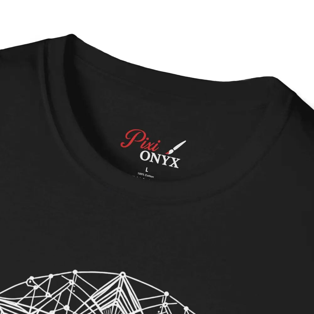 Black mandala graphic unisex t-shirt with elastic ribbed collar, stylish eco-friendly casual wear