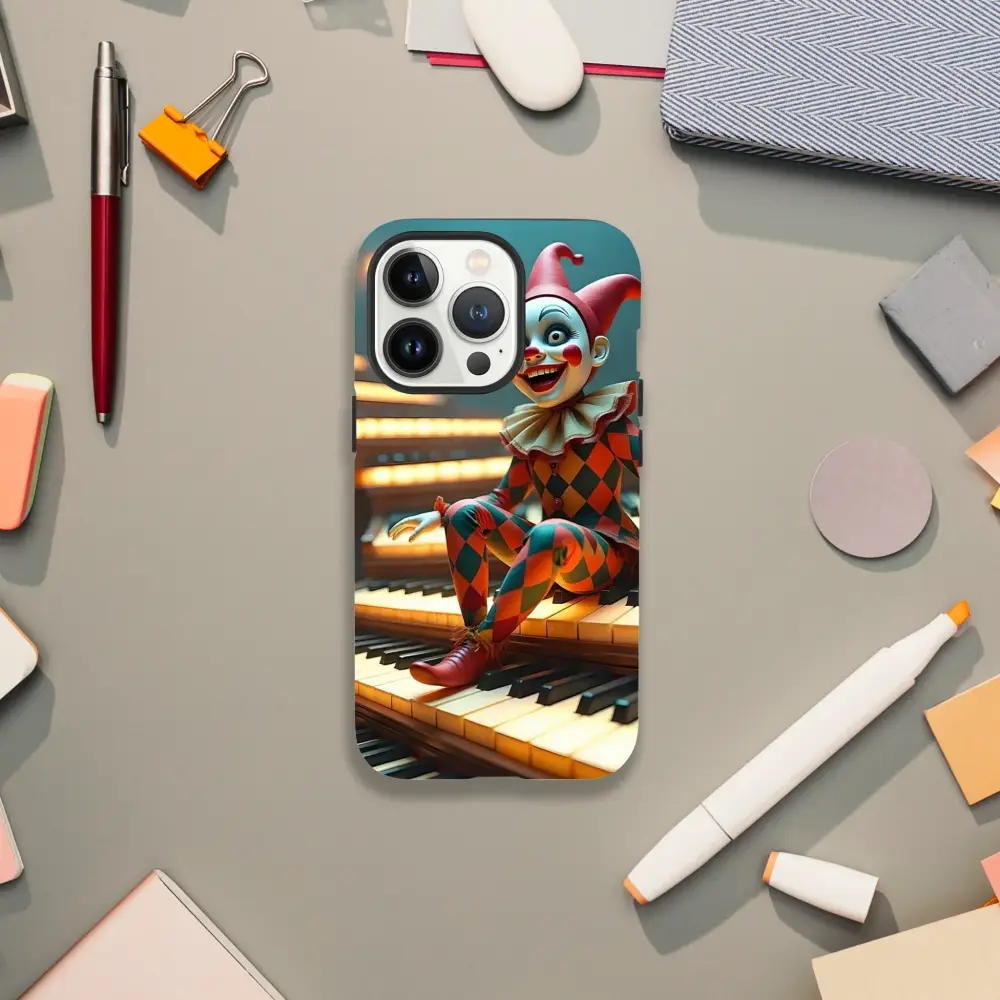 Clown-themed Marionette iPhone Case on PixiOnyx Tough Shell Cover display