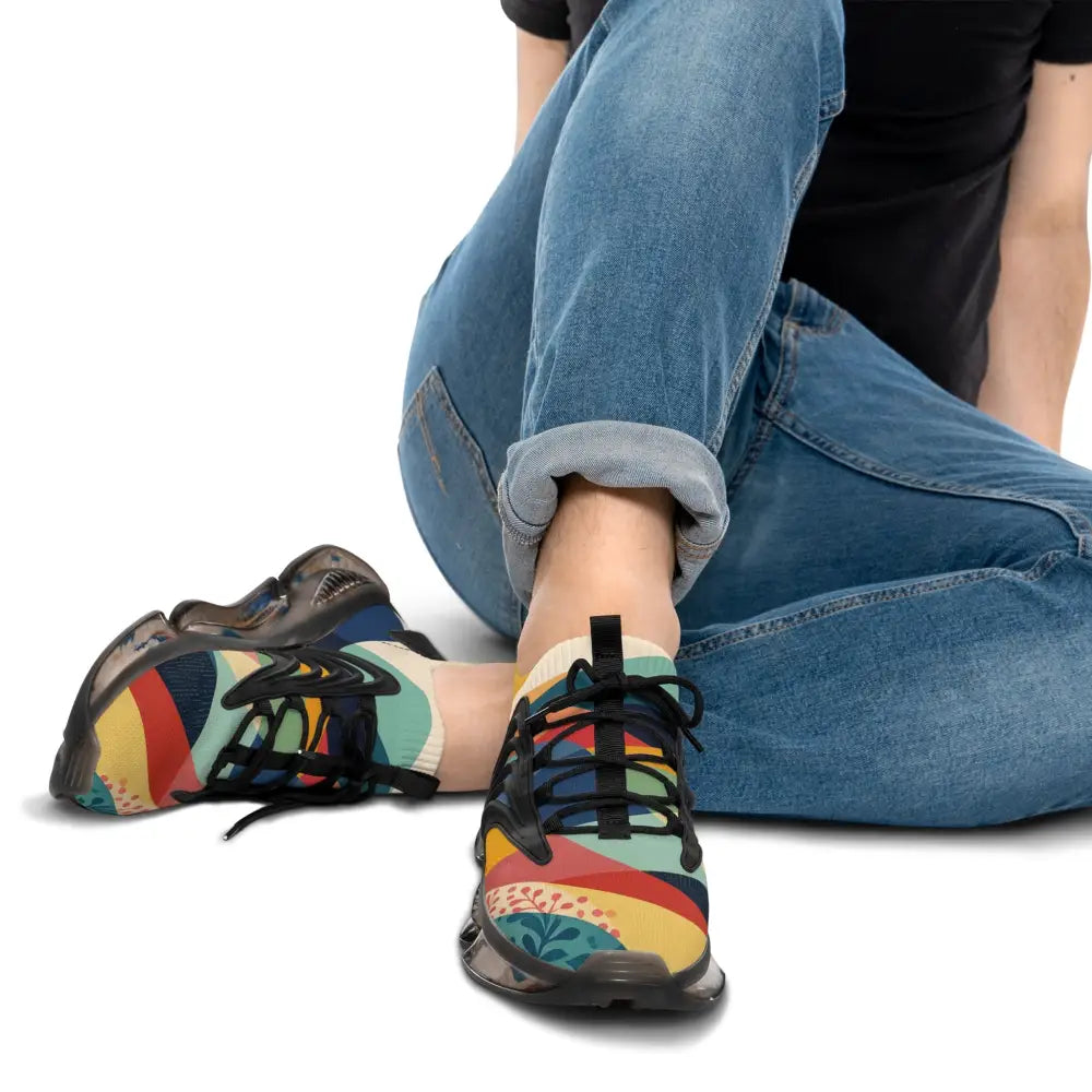 Colorful patterned sneakers from Men’s Mesh Sneakers Sunset Grove PixiOnyx Chromatic Footstep Mirage