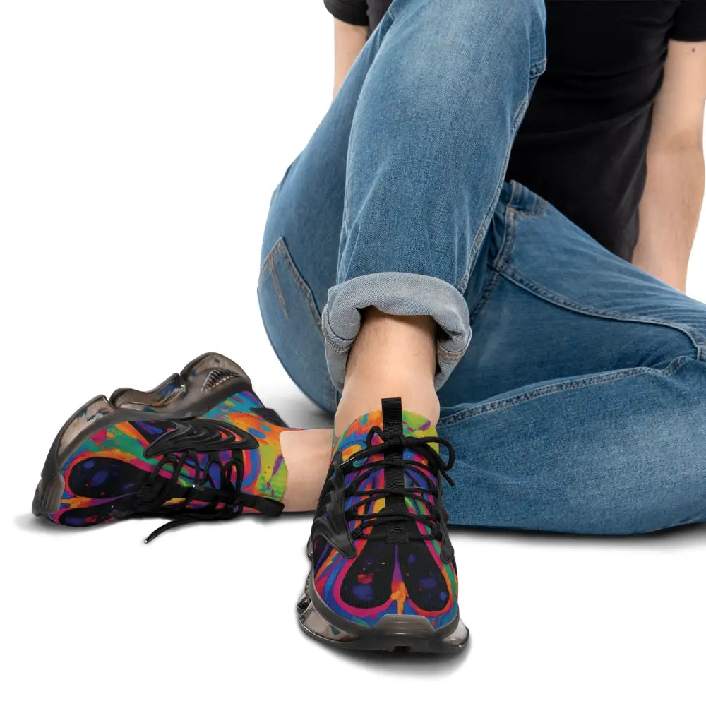 Colorful patterned sneakers from PixiOnyx Psywave Men’s Mesh Sneakers collection